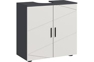 kleankin Mobiletto Bagno Sottolavabo con Armadietto 2 Ante, Mobile Sottolavadino a Piedistallo in Legno con Mensola Regolabile, 60x30x60cm, Grigio