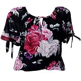 iHENGH Damen Top Bluse Lässig Mode T-Shirt Frühling Sommer Bequem Blusen Frauen Plus Size Kurzarm Print Schulterfrei Bluse Pullover Tops Shirt
