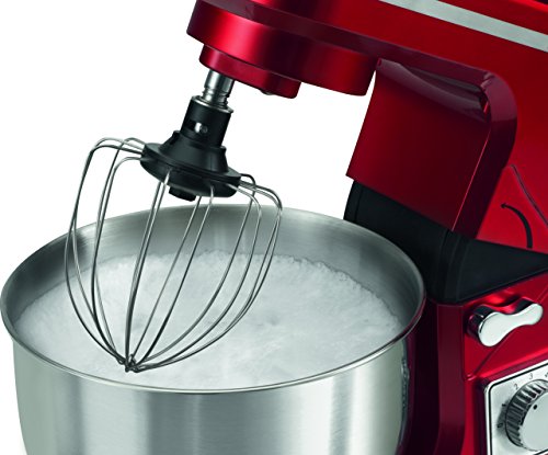 Bomann KM 1393 CB leistungsstarke Knetmaschine, 1000 W, 8 Geschwindigkeitsstufen, 5 L Edelstahlschüssel, schwenkbarer Multifunktionsarm, rot - 2