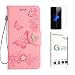 Produktbild Penlicraft Huawei P20 Lite Hülle [mit Panzerglas],Huawei P20 Lite Handyhülle, Flip Cover PU Leder Handyhülle Schutzhülle [Magnetverschluss] Case für Huawei P20 Lite (Rosa)