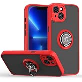 GGM GİYİM & AKSESUAR iPhone 13 ile Uyumlu Arka Kısmı Mat Şeffaf Yapıya Sahip Manyetik Y&uuml;z&uuml;k Stantlı Kenarları Silikon Tpu Mal
