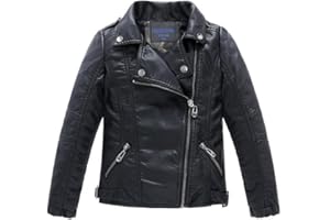 Bebone Children's Collar Motorcycle Leather Coat Boys Faux Leather Jacket