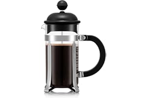 Bodum French Press Caffettiera Black - 350ml / 3 Cup Coffee Maker - Durable Glass & Stainless Steel Filter - BPA-Free Dishwasher Safe Percolator - Cafetiere Made in Portugal