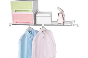 ARIIKON Erweiterbares Schrankregal Kleiderschrank Organizer Regale Ohne Bohren DIY Schrank Trennwand Lagerregal Multifunktional, Einstellbare Länge 84-117,5 cm, Elfenbein