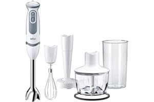 ‎BRAUN HOUSEHOLD Braun Household Minipimer 5200 Handmixer, 1000 W, 21 Geschwindigkeitsstufen und Turbo-Funktion, Spritzschutzhaube, Powerell Plus, Easy-Click, inkl. Messbecher 600 ml, weiß