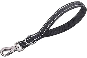 MEZOKUCEL Guinzaglio forte corto per cani, guinzaglio resistente, guinzaglio per il controllo dell'addestramento del cane, guinzaglio riflettente per cani di taglia media e grande (nero)