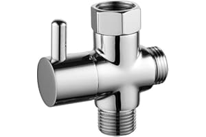 CTFOREST Valvula Ducha 3 Vias, Ducha de Latón Macizo Valvula, Válvula Desviadora de 3 Vias, Adecuado para la Desviación de la Tubería del Baño, Ajuste el Tamaño del Flujo de Agua(Plateado)