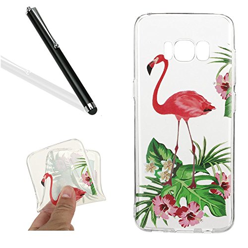 Galaxy S8 Plus Tpu Case,Galaxy S8 Plus Clear Case,Leeook Thin Transparent Slim Fit Soft Gel Flexible Scratch-Resistant Pretty Bird Flower Pattern Crystal Clear Silicone Tpu Rubber Bumper Case Cover for Samsung Galaxy S8 Plus+ 1x Black Stylus