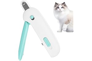 Encuryna Obcinacz do paznokci kotów, obcinacz do pazurów dla psów i kotów, stal nierdzewna, obcinacz do paznokci kotów, obcinacz do pazurów kotów z pilnikiem do paznokci i ochroną (niebieski)