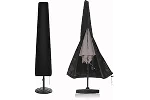 HELWEET Fundas protectoras y impermeables para sombrilla deportiva y de jardín, cortavientos, negro, 190 x 50 x 35 cm