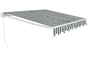 Tuff Concepts Manual Garden Awning Canopy Fabric Outdoor Patio Sun Shade Shelter (3m x 2.5m, Green/White)