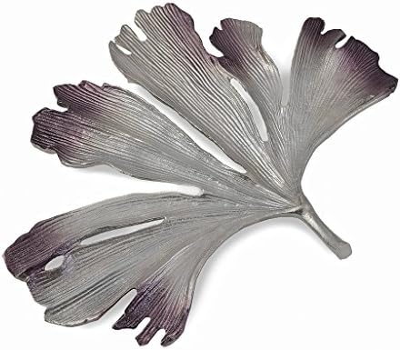 THE YELLOW DOOR Handmade Silver Leaf Design Platter Unique Dish Home Décor Showpiece