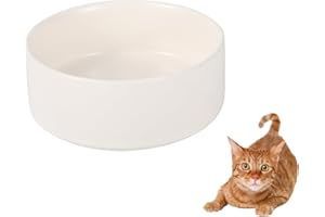 AHX Ceramic Cat Bowl Puppy Bowls - Cat Feeding Bowl Whisker Friendly - Heavy Cat Food Bowl Anti Tip Over - Cat Water Bowl Spill Proof - Pet Bowl Dish for Cats and Small Dogs - 16.23 oz - 480 ml - White