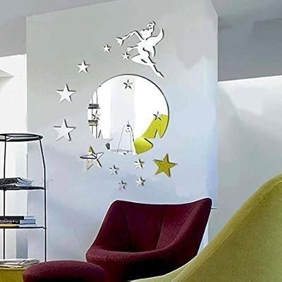Walplus (TM) intérieur Décoration fée clochette avec étoiles Miroir mural rond d'intérieur réflexion