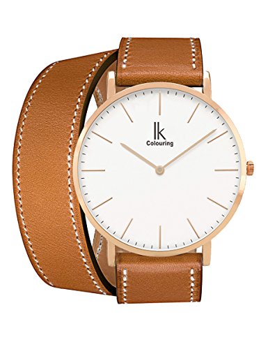 Alienwork IK Wrap2 Quarz Armbanduhr Ultra-flach Uhr Damen Uhren Doppel Wrap Zeitloses Design Leder weiss braun 98469CL-04 Alienwork IK Wrap2 Quarz Armbanduhr Ultra-flach Uhr Damen Uhren Doppel Wrap Zeitloses Design Leder weiss braun 98469CL-04