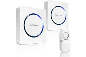 Koopower Self-Powered Wireless Doorbell with 2 Plug-in Receivers, No Battery Required, Waterproof Button, LED Flash, 58 Melodies, Easy Installation