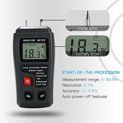 Digital Moisture Meter 2 Stifte Sensor Wasser Lecksucher mit Digital Liquid Crystal Display Bereich 0% bis 99,9% für Holz - 3