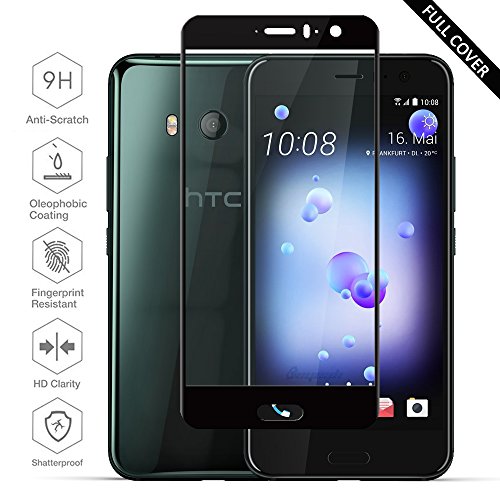 HTC U11 Panzerglas, Beyeah Vollständige Abdeckung Schutzfolie aus hochwertigem gehärtetem Glas für HTC U11 (Schwarz)