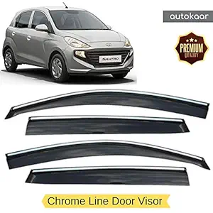 AUTOKAAR Silver Line Car Door Visor/Wind Deflector/Rain Guard for SANTRO 2018 Onwards (Set of 4)