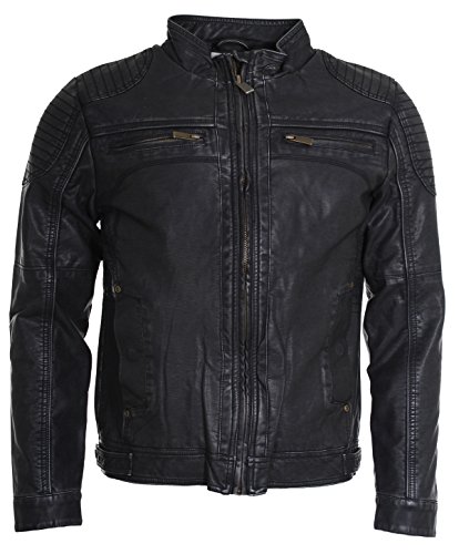 Redbridge Herren bergangsjacke Kunstleder Jacke Biker Vintage schwarz-grau, Grsse: XL