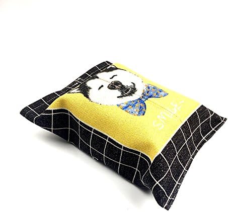 TISZJHU Cotton Linen Carton Cute Tissue Box Car Cloth Cartoons Cartoon Cartons Household Napkins Boxes,Black grid Huskies