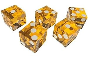 MNIXY Juego de 5 Cubos de Casino, Corte de precisión, 19 mm, Color Amarillo