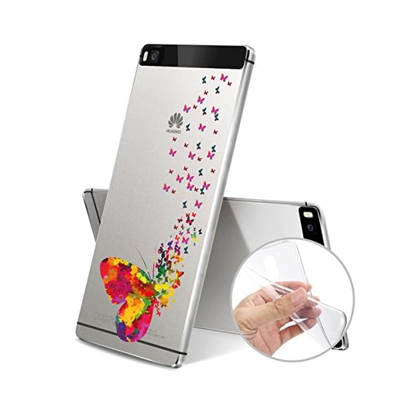 finoo | Huawei P8 Weiche flexible Silikon-Handy-Hülle | Transparente TPU Cover Schale mit Motiv | Tasche Case Etui mit Ultra Slim Rundum-schutz | Viele Schmetterlinge – Bild 3