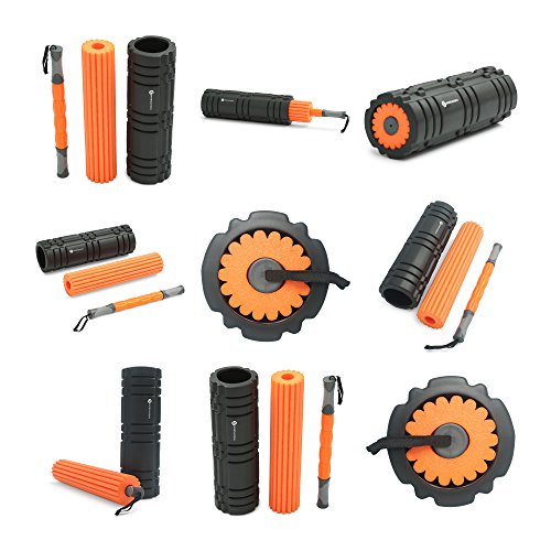 VERGLEICHSSIEGER: „3 in 1“ Faszienrolle als Set „Roll on“ von Sportastisch :: Massagerolle + Faszienrolle + Massageroller mit Griff :: extra lang mit 48cm :: exklusiv 6 verschiedene Zonen für Yoga und Pilates:: unterschiedliche Härtegrade (weich bis hart), ideal für Anfänger oder Fortgeschrittene :: Tragetasche inklusive :: ideal zur Behandlung schmerzender Faszien :: optimales Training für Rücken, Nacken, Beine, Schulter und Oberschenkel:: 3 Jahre Sportastisch Produktgarantie - 7