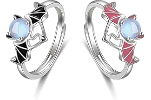 REBRILLIANT Matching Couples Rings for Best Friend Adjustable Size Cute Wedding Promise Love Ring Jewelry for Women, Men, Him, Her Set of 2- Moonstone