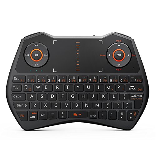 Rii K28C 2.4Ghz Mini Wireless Keyboard With Touchpad Mouse LED Backlit Two Hand-Feel Mouses Rechargable Li-ion Battery