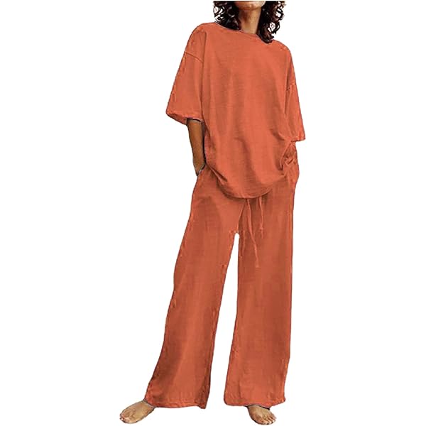 Completo Due Pezzi Tuta Estiva Donna Taglie Forti In Cotone E Lino