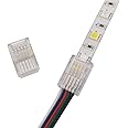 Masterwon 5 Pin LED Strip to Wire Connector 10mm rgbw Unwired Clips Solderless Adapter Terminal Extension Connection for Multicolour LED Strip Lights 12V 24V
