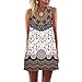 Produktbild TEBAISE Damen Ärmellos 3D Blumendrucken Sommerkleid Beachwear Strandmode Kleider Kurz Rundhals Minikleid im Ethno-Style Tunika Freizeitkleid A Linien Hemdkleid Blusekleid Karneval Rockabilly Knielang