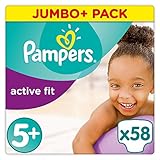 Pampers Premium Protection Active Fit Gr. 5+ (Junior+) 13-25 kg, Jumbo Plus Pack 58 Windeln, 1er Pack (1 x 58 Stück)