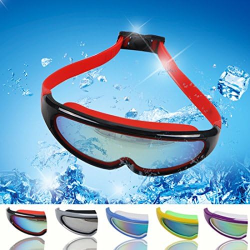 UGOOD Large Frame Plating Adult Waterproof Anti - Fog UV Protection Swimming Goggles Pulse Mirror Nose Clip and Ear Plugs are free (Red)