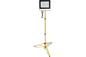 ‎EULENKE Eulenke LED Baustrahler mit Stativ, 100W Arbeitsleuchte 8500LM 3000K Warmweiß LED Fluter Floodlight inkl. 1M Kabel, IP66 Wasserdicht Flutlichtstrahler Scheinwerfer Bauscheinwerfer(kein Stecker)