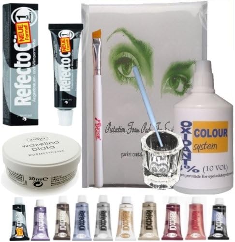 COMPLETE!! Eyelash Eyebrow Tint Dye Kit- REFECTOCIL Cream, oxidant, dish, etc. (No.1 Pure black)