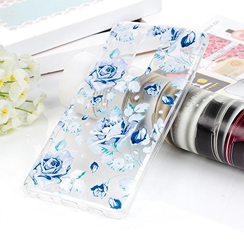 Lanveni Huawei Honor 6X Hülle × 3, Handyhülle Huawei Honor 6X TPU Schutzhülle TPU Bumper Weiche Silikon Case mit Bunte Cover Design (Bunte Blumen + Blau Rose + Totem-Blumen) - 6