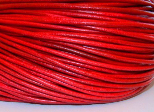 Lederband, Lederschnur, Lederriemen 10 m. Rund 2,0 mm. Rot