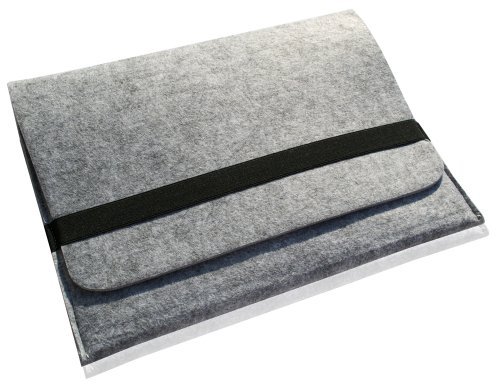 Edles Apple MacBook Air 11,1" Sleeve "Deluxe" aus Filz mit Innentaschen - Edle Netbook Hülle 5mm stark, Silber - auch für das lenovo Ideapad Yoga 11s passend