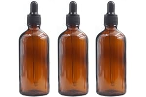 VASANA 3 barattoli di vetro ambrato bottiglie contagocce riutilizzabili da viaggio rotondo Boston contenitore tintura bottiglia con contagocce per olio essenziale cometico 100 ml 96,4 g