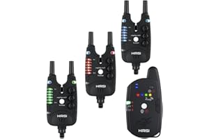 Hirisi Tackle Carp Fishing Bite Alarm with Remote Control (Radio Receiver), with Night Light, Adjustable Sensitivity, Volume and Sound Bite Alarm Set