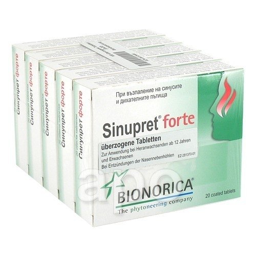 Tabletas 100 unidades Sinupret Forte bañado en