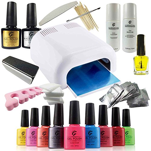 PRO IBN UV Nail Shellac Gel Polish DELUXE Starter KIT Set // Including 36W UV Lamp, a MASSIVE Range of Accessories, Top Coat & Base Coat, Gift Box & FREE Cuticle Oil worth £9.99. PLUS Gel Colours OF YOUR CHOICE. Everything you will need - Directly from the UK's Official IBN Retailer. Note: WE DO NOT DELIVERY TO NI OR OFFSHORE UK ISLANDS. (8 COLOUR KIT)