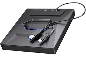 HONETEEK USB 3.0 Type C External CD DVD RW VCD Optical Drive with SD/TF Ports DVD Burner CD Writer Super Drive for Laptop Notebook PC