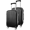 Panana 2pcs Luggage Suitcase Set Trolley Wheels Lightweight Travel Cases Holiday Suitcases 20/24inch (Black, 2pcs(20"+24"))