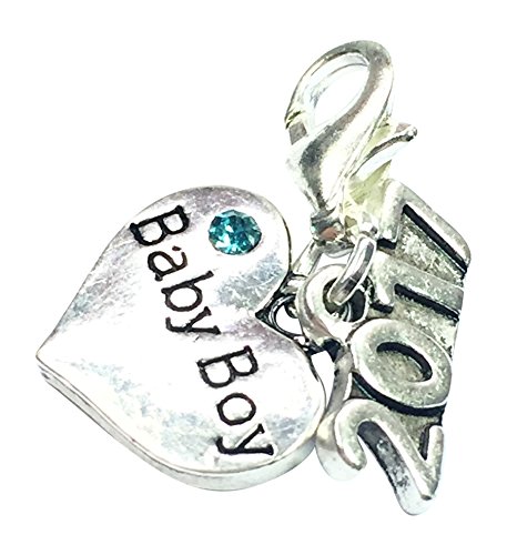 Baby Boy 2017 Clip on Charm with Blue Gift Box Handmade by Libby's Market Place
