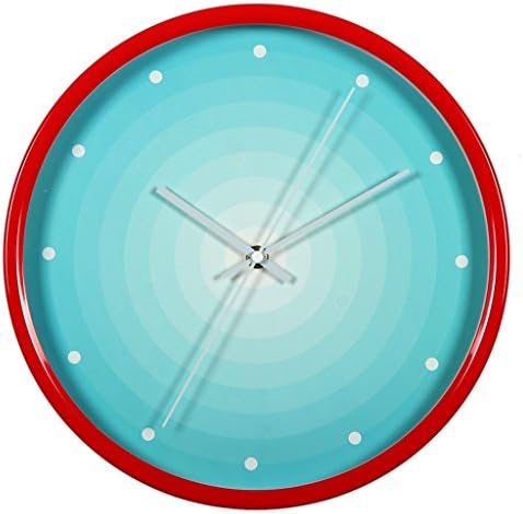 GAYY Drm Modern Minimalist Living Room Art Wall Clock Round Bedroom Quiet Quartz Clock Metal Electronic Clock(Black),Red