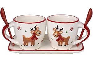 MAZZEO CHRISTMAS Set Natalizio Tazzine con Vassoio Decorativo