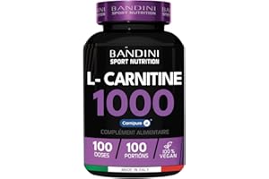 Bandini® L-CARNITINE - 100 comprimés - 1000mg (100 doses, 100 jours) - Supplément de tartrate L CARNITINE avec Carnipure® - Pour les sportifs qui pratiquent une activité physique intense - 100% Vegan